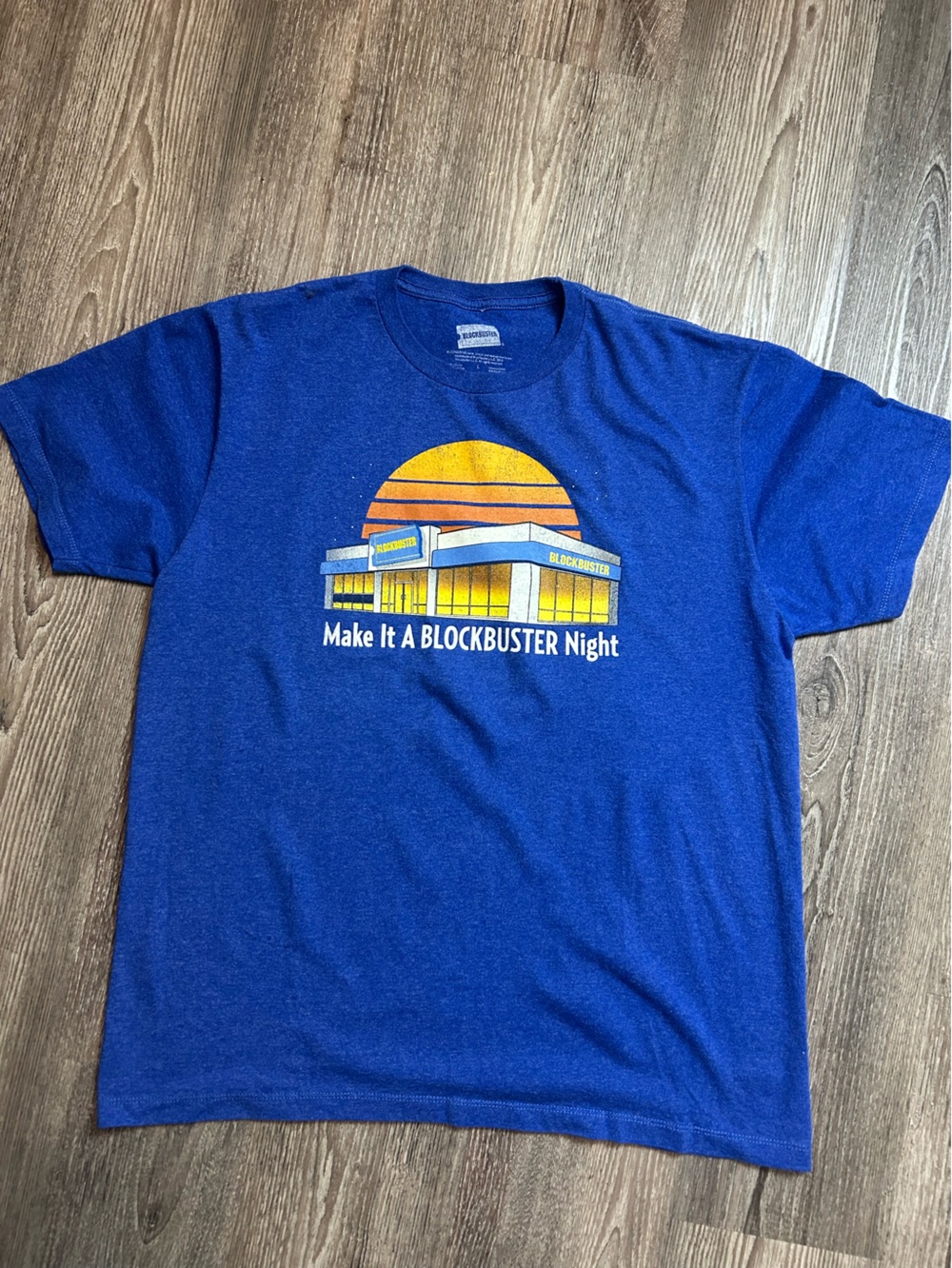 Retro Blockbuster Video Graphic Tee Make It A Blockbuster Night Blue T Shirt